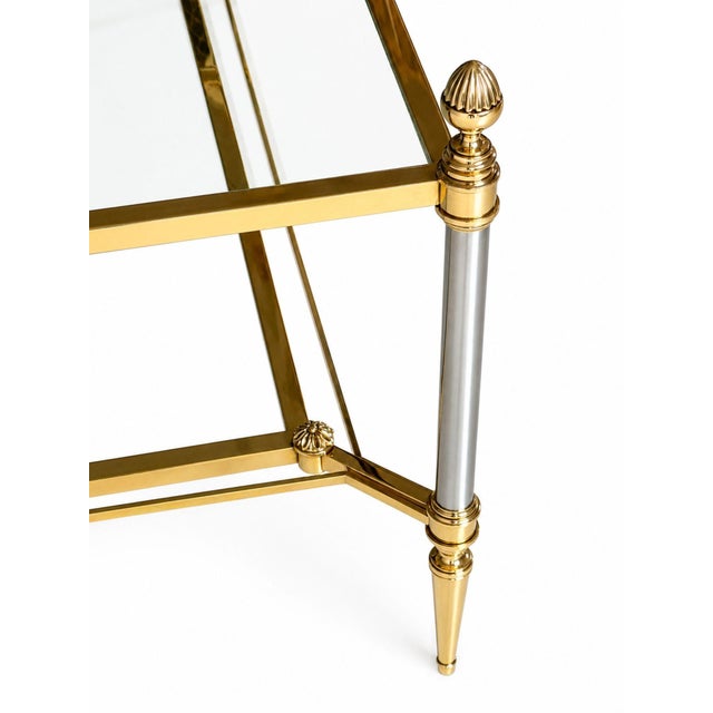Mid-Century Maison Jansen Brass and Brushed Chrome Two-Tier Coffee Table, France, Circa 1940 For Sale In New Orleans - Image 6 of 8