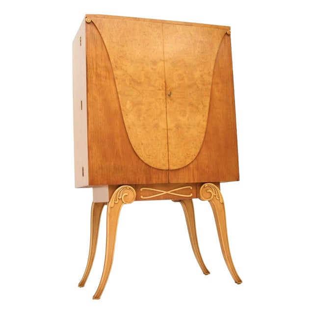 Art Deco Burr Walnut Cocktail Cabinet from Hille, 1930s For Sale