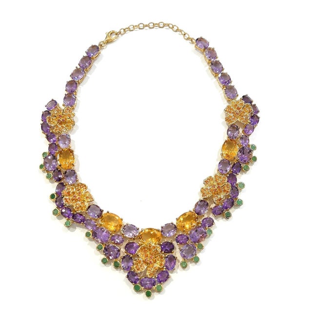 Bochic "Capri" Amethyst, Emerald, Citrin & Sapphire Necklace Set 18K & Silver For Sale - Image 18 of 18