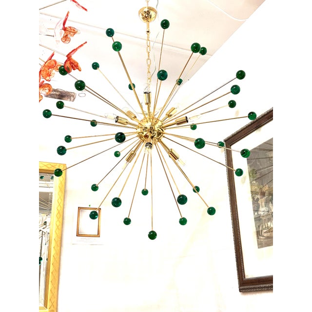 Contemporary Green “Star” Murano Glass Sputnik Chandelier For Sale - Image 10 of 10
