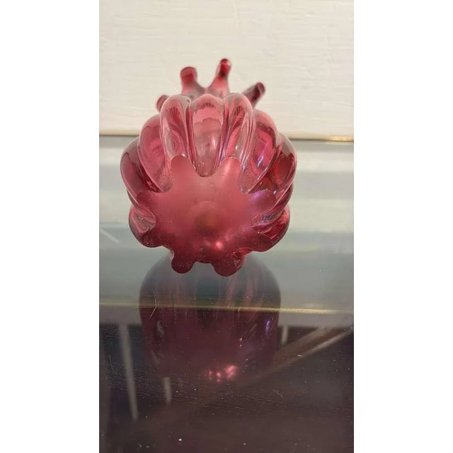 Mid-Century Modern 1960s Hand Blown Cranberry Art Glass Vase, Czech Attributed For Sale - Image 3 of 11