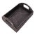 Artifacts Rattan Rectangular Serving Tray with High Handles in Black For Sale