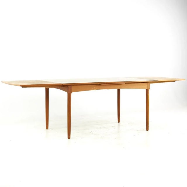 Wood Kurt Ostervig Style Mid Century Teak Hidden Leaf Dining Table For Sale - Image 7 of 10