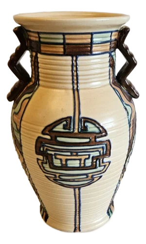 Art Deco Tube Lined Vase by Edith Gater for Royal Caulron, 1930