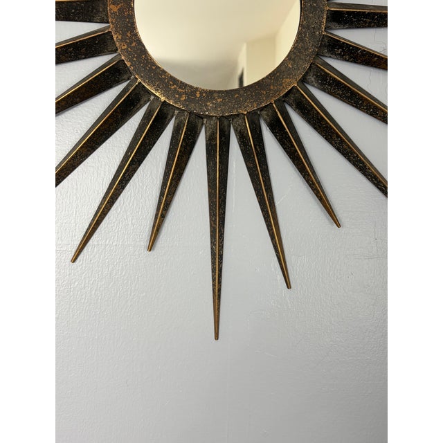 Mid 20th Century Modern Metal Starburst Wall Mirror For Sale - Image 4 of 9