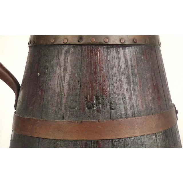1900 - 1909 Antique European Oak and Copper Handled Peat Bucket For Sale - Image 5 of 10