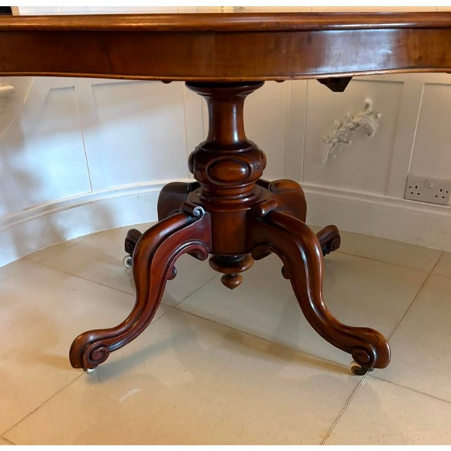 Antique Victorian Figured Mahogany Serpentine Tilt-Top Dining Centre Table, 1860s For Sale - Image 10 of 13