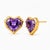 Modern Geometric Heart Amethyst Stud Earrings, Silver, Gold, Pair For Sale - Image 3 of 9