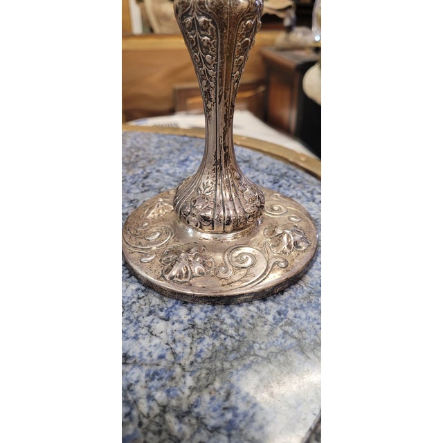 A Pair Antique Sterling Silver Candlesticks Art Nouveau For Sale In Philadelphia - Image 6 of 7