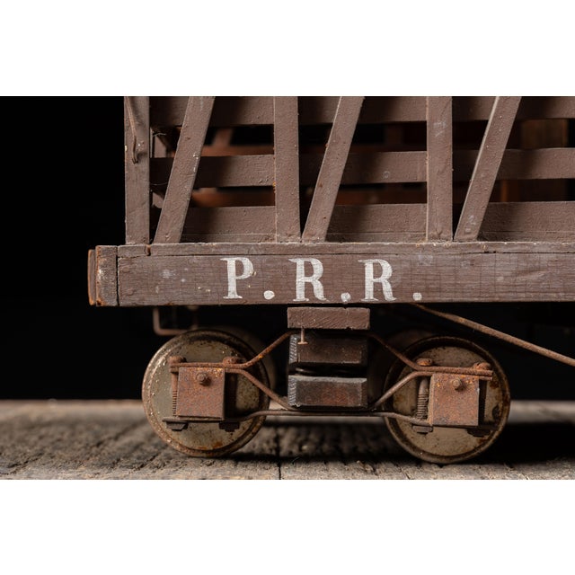Antique Handmade Pennsylvania Railroad Stock Car Model For Sale - Image 10 of 13