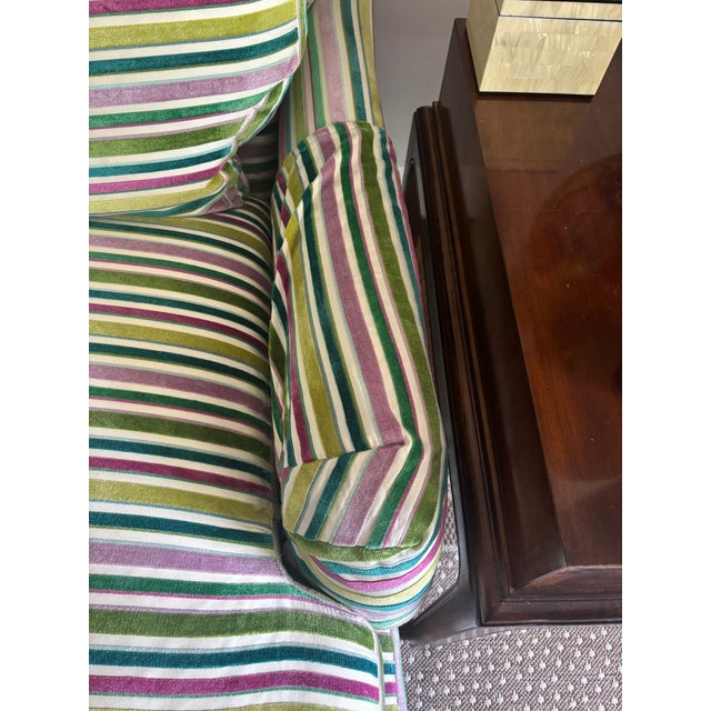 Manuel Canovas Striped Velvet Sofa, Lee Manufacturer For Sale - Image 10 of 12