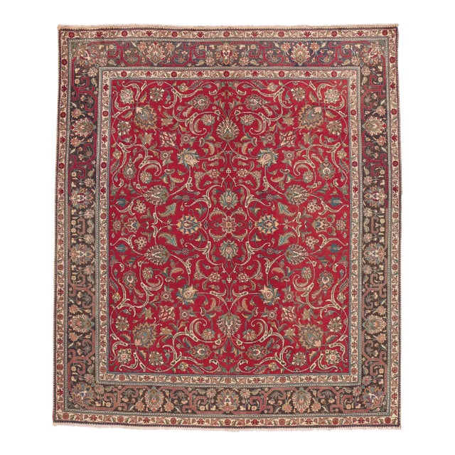 Mid 20th Century Mid 20th Century Vintage Persian Tabriz Rug - 10'00 X 11'05 For Sale