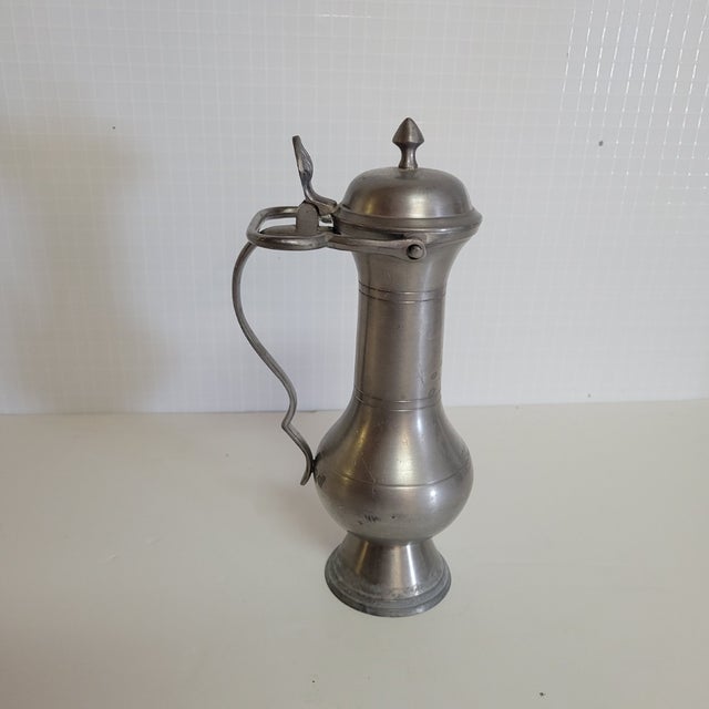 Late 19th Century Continental Pewter Flagon With Hinged Lid, C. 1900 For Sale - Image 5 of 7