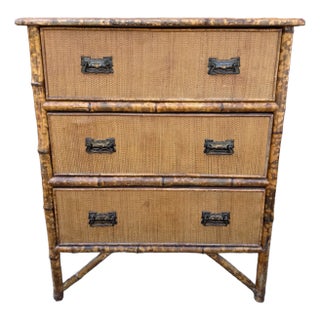 19th Century English Bamboo Three Drawer Chest For Sale