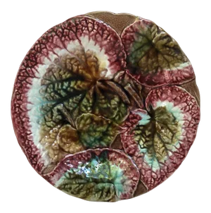 C.1890 English Majolica Begonia Leaves Cake Stand