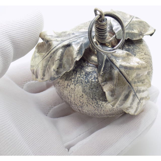 Vintage Italian Handmade Genuine Silver Tangerine/Mandarin Traditional Italian Christmas Decoration For Sale - Image 6 of 11