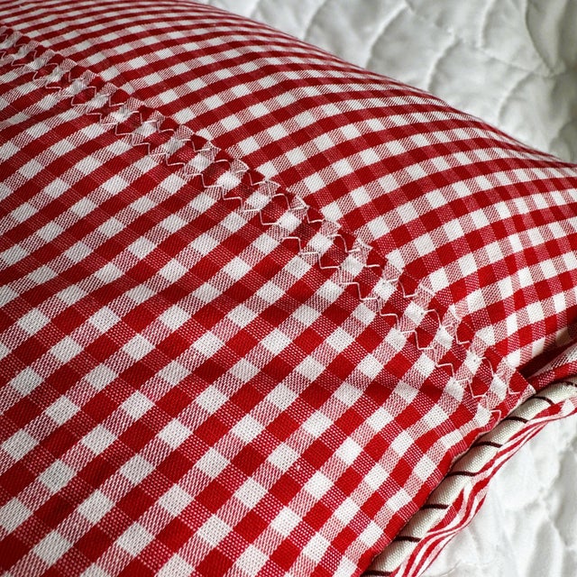 Georgia Vintage Red Pennant on New Woven Plaid Throw Pillow For Sale - Image 4 of 4