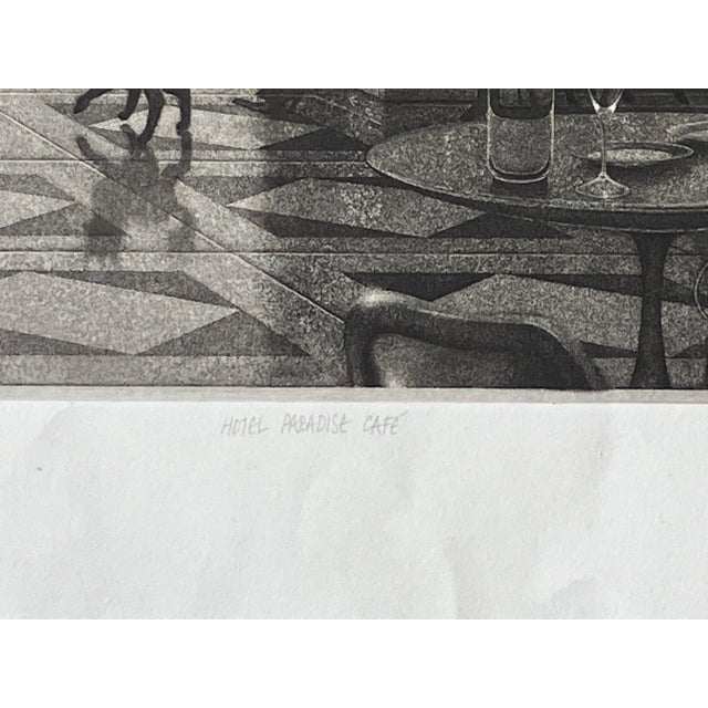 Realism 1980s Peter Milton Large Etching - Interiors IV: Hotel Paradise Cafe For Sale - Image 3 of 11