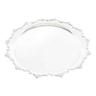 Large English Sheffield Plated Circular Barware Tableware Tray For Sale