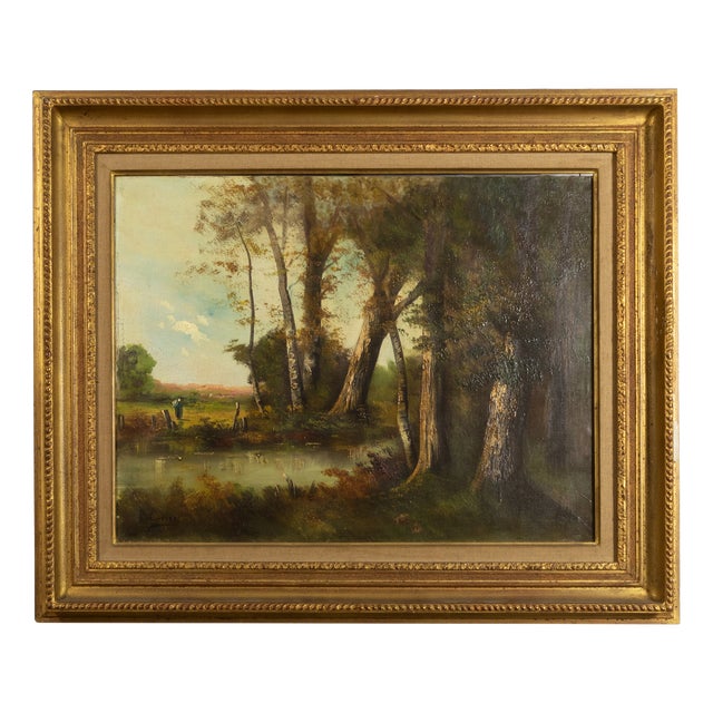 Green and Brown Landscape, 20th Century, Oil on Canvas, Framed For Sale