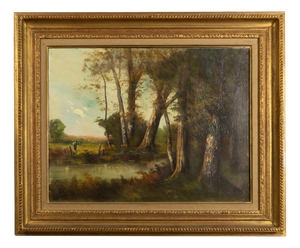 Green and Brown Landscape, 20th Century, Oil on Canvas, Framed