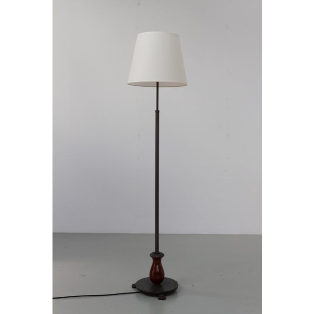 Art Deco Danish Floor Lamp in Brass, Wood and Iron by Lyfa, 1920s For Sale - Image 10 of 18