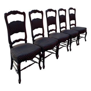 1990s Set of 5 Custom Upholstered French Provincial Dining Chairs For Sale