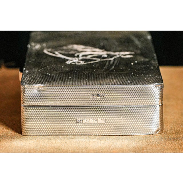 Luxurious Engine Turned Horse Antique Sterling Silver Desk Trinket Jewelry Box Home Decor For Sale - Image 12 of 15
