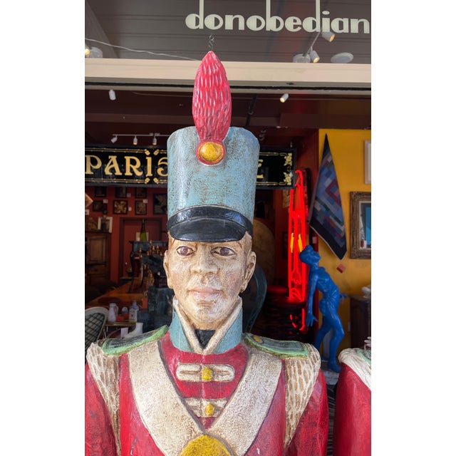 1950s Pair of British Royal Guards Polychrome Statues For Sale In San Francisco - Image 6 of 13