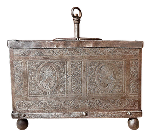 Small Chiseled Iron Chest, Nuremberg, Germany, Early 17th Century