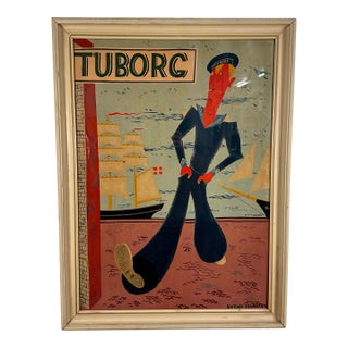 Svend Johansen Tuborg Brewery Sailor Ad Poster Danish Modern For Sale