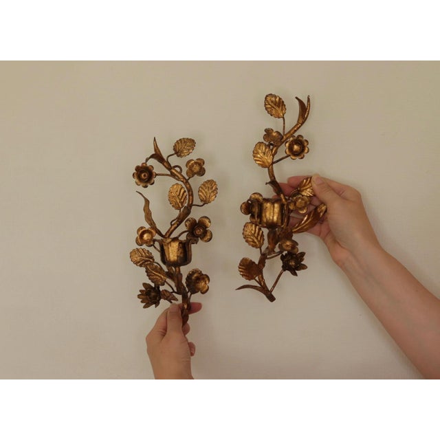 Mid-Century Italian Gilded Metal Sconces, Set of 2 For Sale - Image 17 of 17