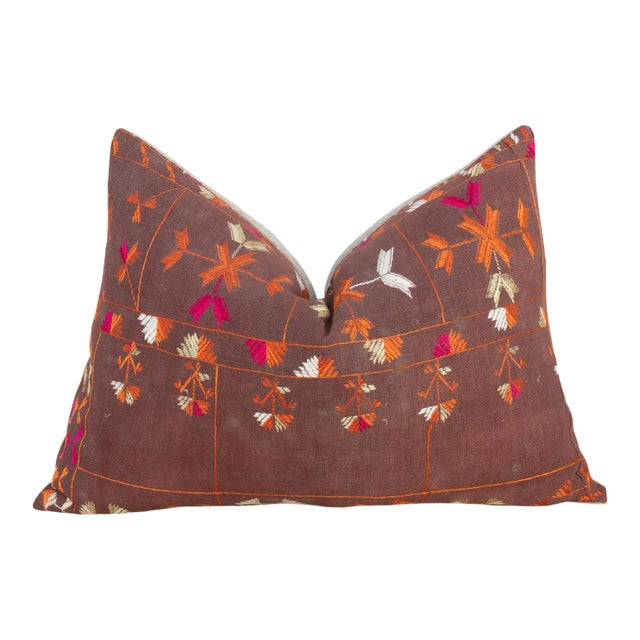 Esha Antique Indian Folk Lumbar Pillow For Sale