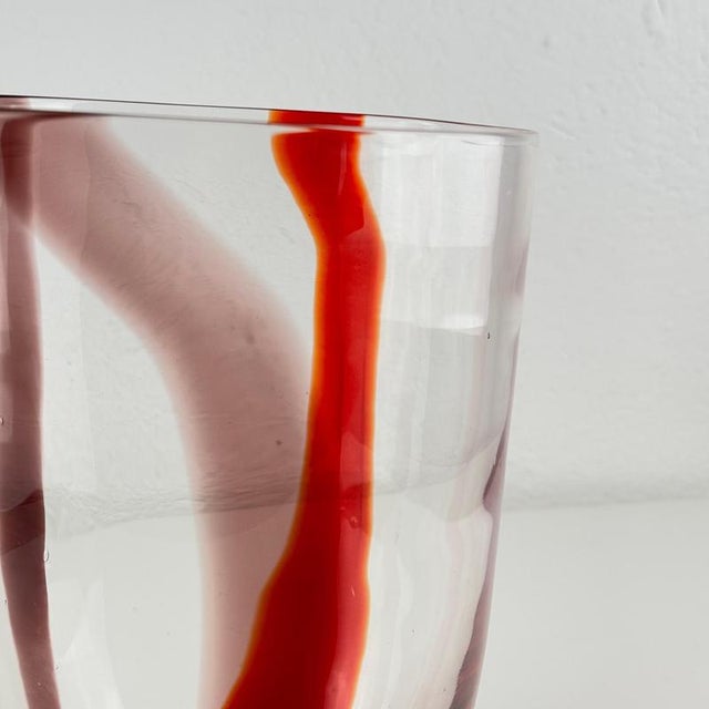 Red Murano Glass Vase by Fulvio Bianconi for A.V. Mazzega, 1950s For Sale - Image 8 of 11