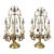 Pair Antique Bronze French Amethyst Crystal Candelabra Lamp Girandoles Lyre Back For Sale