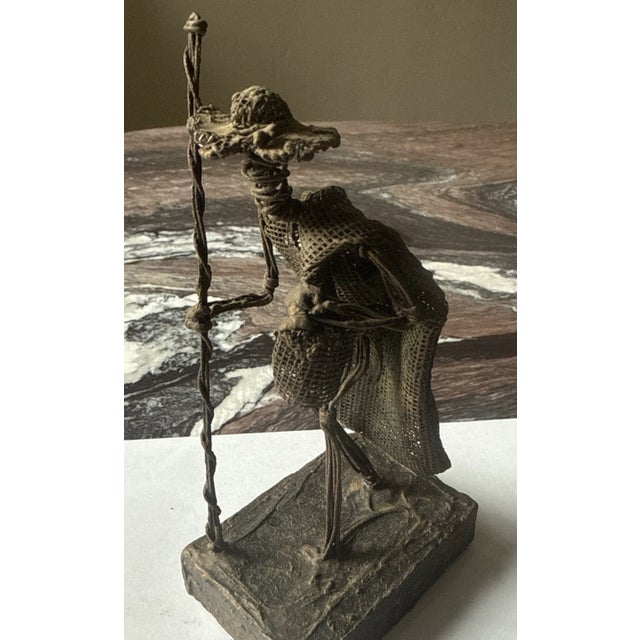 Figurative Vintage John Flavius/ Alfred Weekes Wire Craft Sculpture ” Barbados Folk Art- 7" For Sale - Image 3 of 10