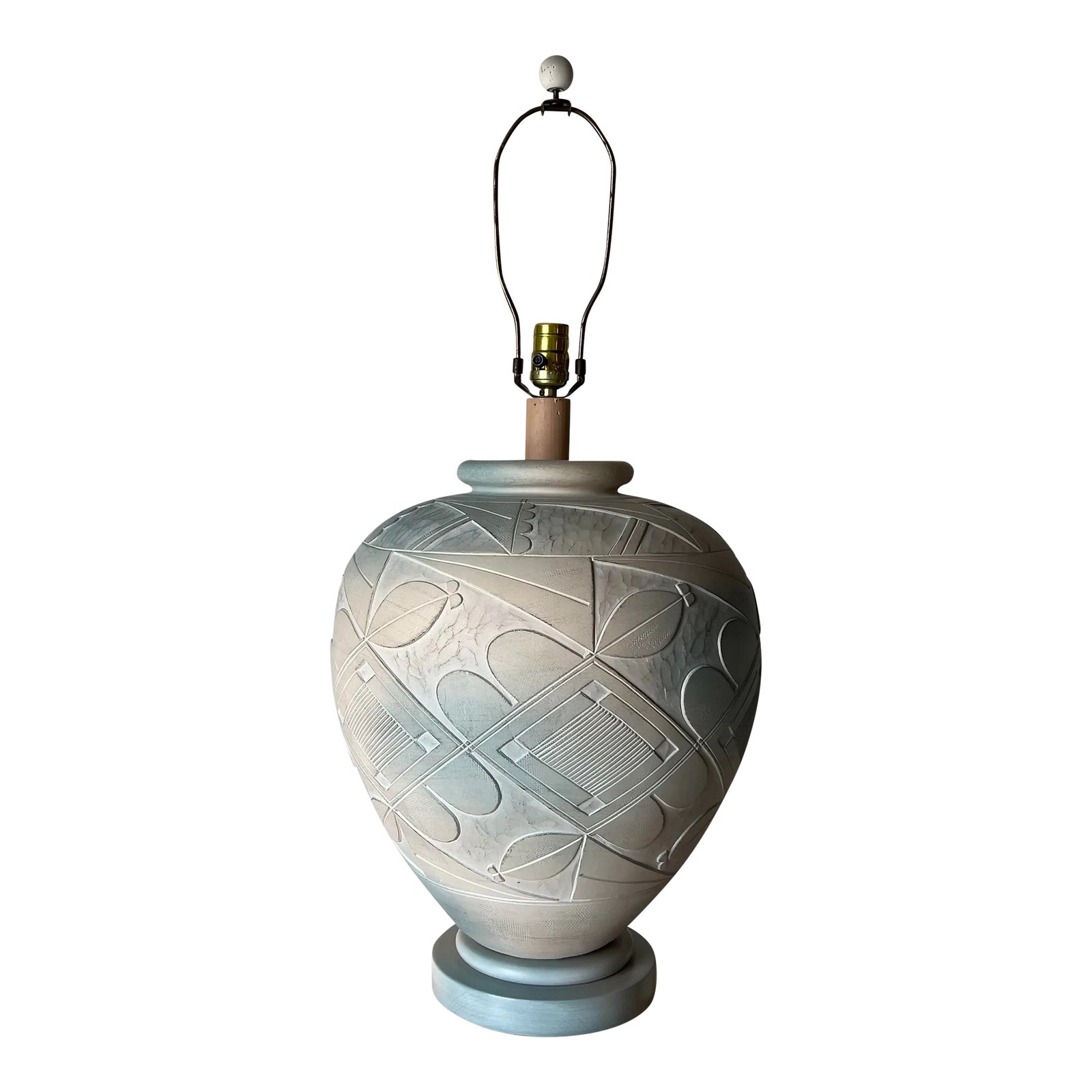 80's Postmodern Geometric Pattern Table Lamp | Chairish