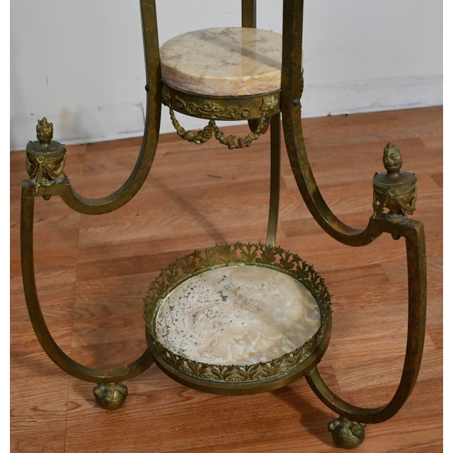 Antique Late 19th French XVI Marble Bronze Étagère / Pedestal Stand 4 Tiers For Sale - Image 15 of 18