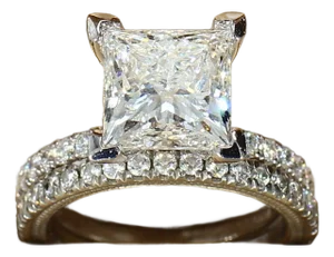 Platinum Verragio Engagement Ring Set With Lab-Grown 3ct Princess Diamond Center, Size 4.25