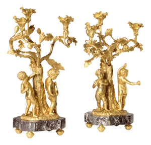 Rococo-Style Candelabras with Musical Cherubs, Set of 2