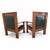 Early 20th Century Antique Mission Arts & Crafts Chairs in Hunter Green Leather - Pair For Sale - Image 5 of 11