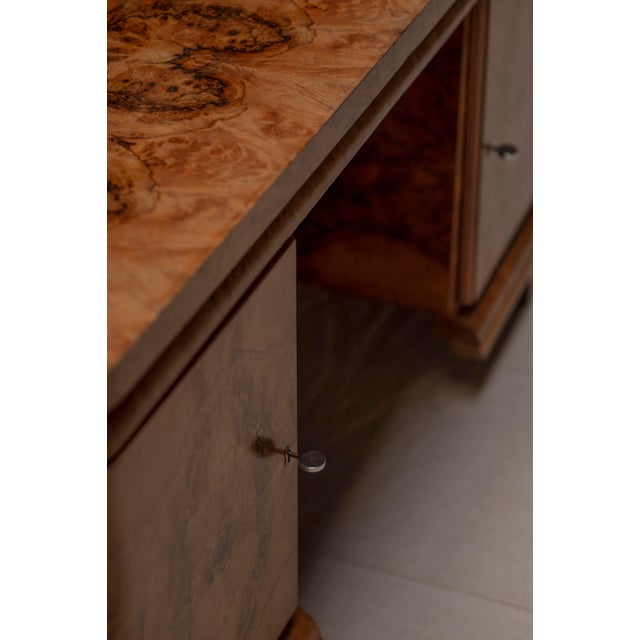 Burlwood Desk or Center Table, 1940s For Sale - Image 10 of 17