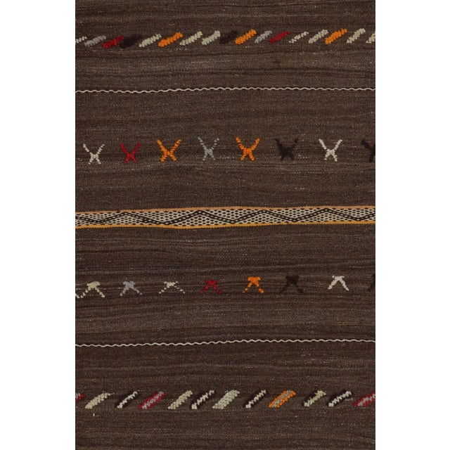 Moroccan Vintage Moroccan Kilim Runner in Brown With Geometric Stripes From Rug & Kilim For Sale - Image 3 of 7