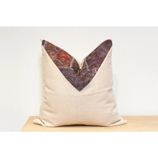 Kashni Antique Tapestry Linen Pillow For Sale - Image 4 of 7