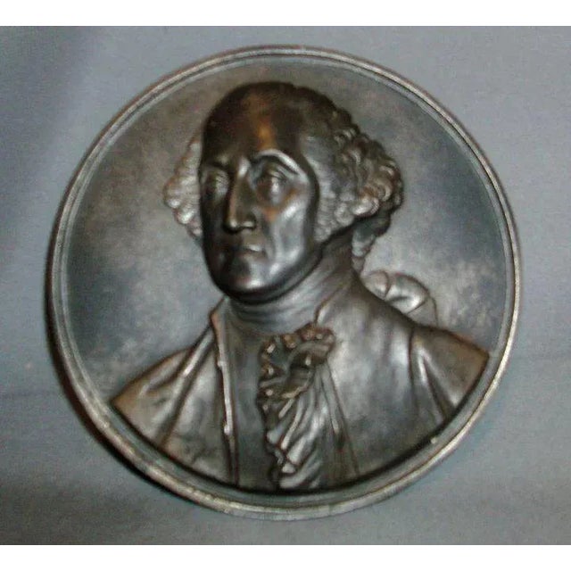 19th Century Patinated Steel Plaque Memorial George Washington Portrait Bust For Sale - Image 4 of 10