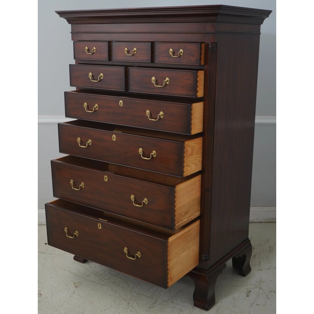 Chippendale Henkel Harris Mahogany New Market High Chest For Sale - Image 3 of 15