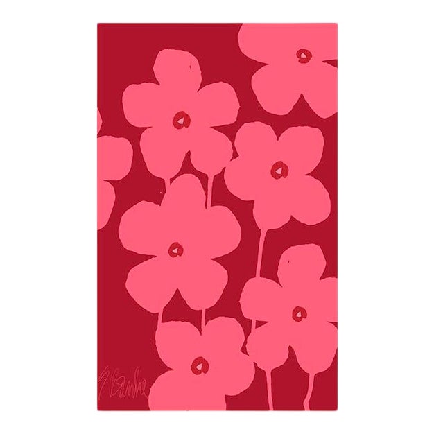 Red and Deep Salmon Flowers Fine Art Print 40" X 64" by Liz Roache For Sale