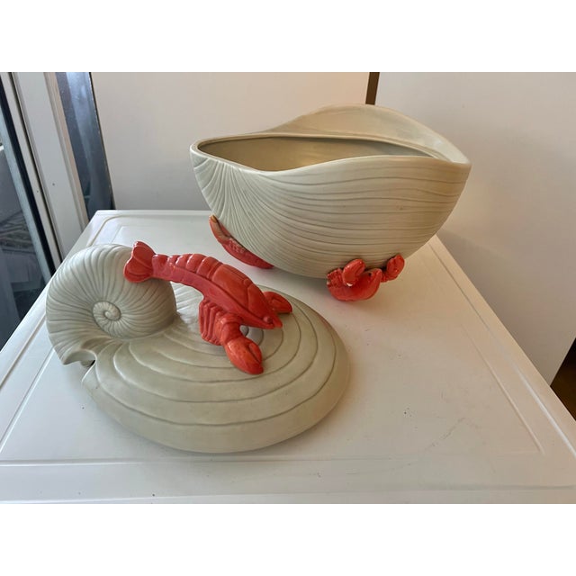 Vintage Ceramic Clam & Lobster Tureen For Sale In West Palm - Image 6 of 10