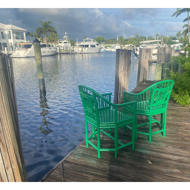 Brighton Pavilion Mid 20th Century Bamboo Brighton Pavilion Style Accent Chairs -A Pair For Sale - Image 4 of 9