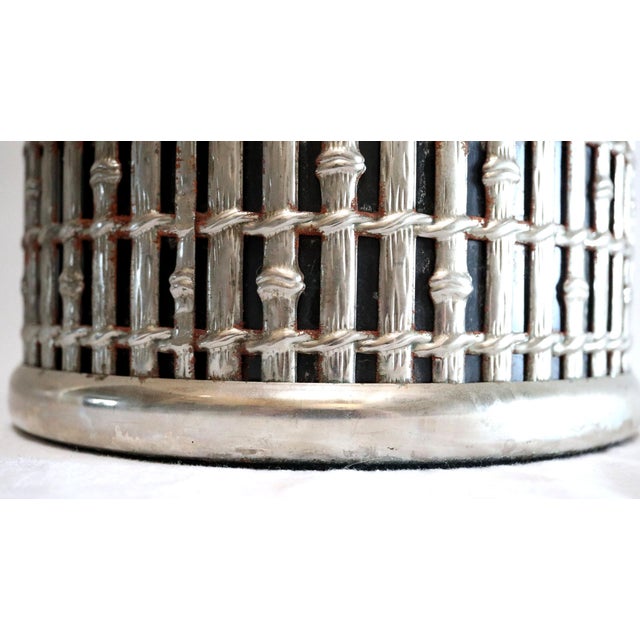 Silver 1960s Mid Century Silver Plate Faux Bamboo Ice Bucket With Handle For Sale - Image 8 of 13